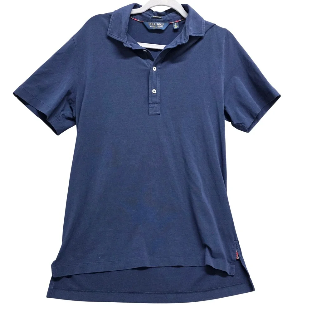 Polo Golf Ralph Lauren Mens Navy Blue Stretch Lisle Short Sleeve Polo Small